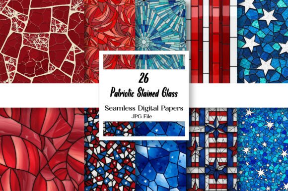 Elevating Americana Design with Patriotic Stained Glass Digital Paper