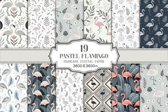 Elevating Digital Design with the Pastel Flamingo Seamless Pattern Bundle