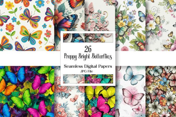 Evaluating Preppy Bright Butterflies Digital Paper for Creative Projects