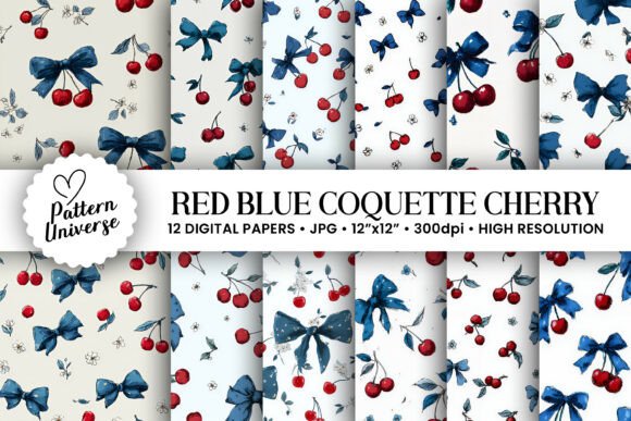 Evaluating the Red Blue Coquette Cherries Pattern for Professional and Personal Design Projects