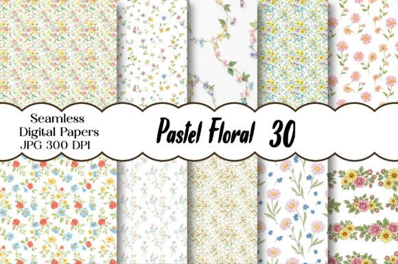 Pastel Floral Seamless Digital Paper for Designers
