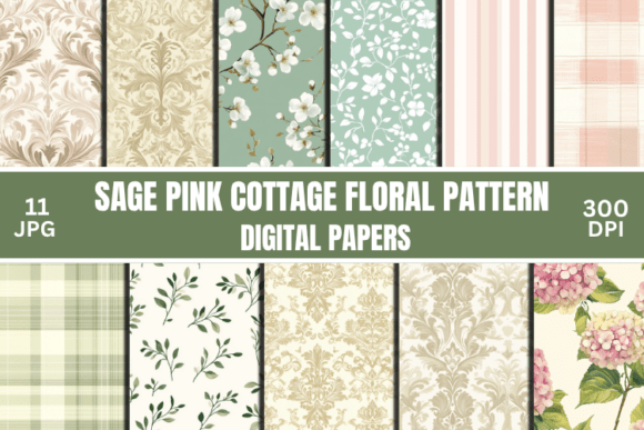 Sage Pink Cottage Floral Digital Pattern Guide