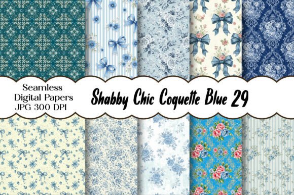Shabby Chic Coquette Blue Digital Paper Guide