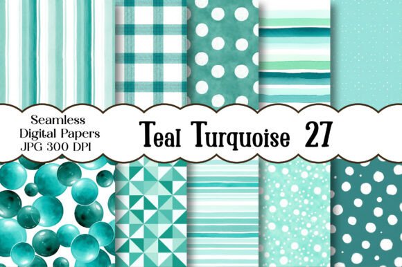 Teal Turquoise Digital Paper Bundle: Ocean Elegance